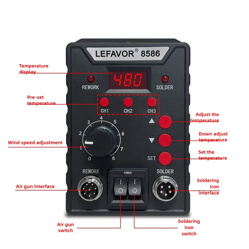 

Instrument A-8586 Digital Hot Air Gun Dismantling and Welding Table 2-in-1 Adjustable Temperature 936 Electric Soldering Iron We