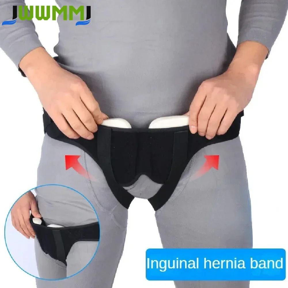 1 Stück Herniengürtel für Männer & Frauen, atmungsaktive Leistenstütze mit verstellbarem Hüftgurt & Hernienpolstern für die linke/rechte Seite