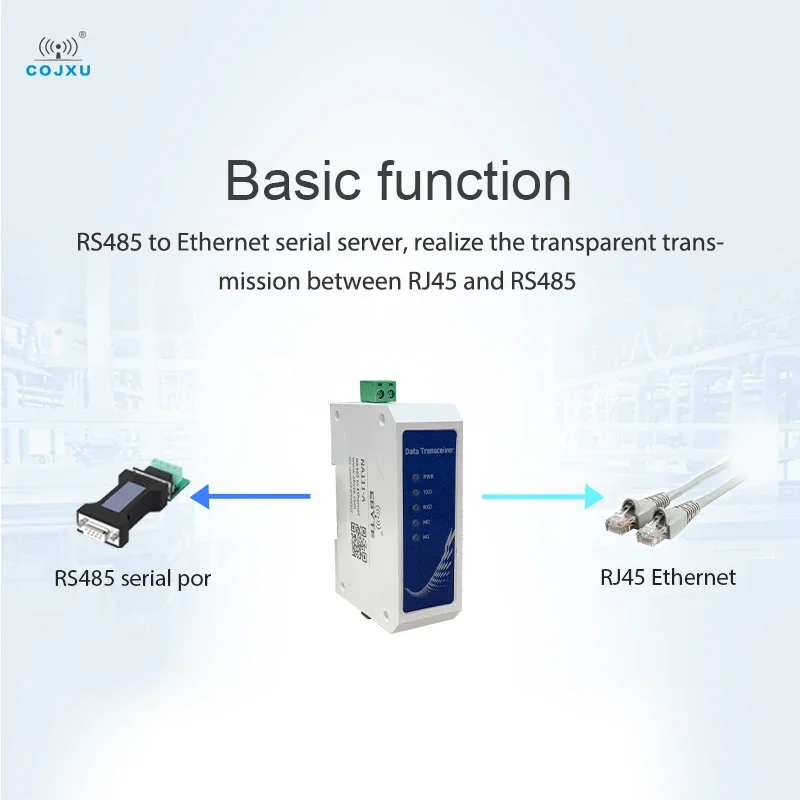 RS485 to RJ45 Ethernet Serial Sever Rail Style Industrial Standard DC8~28V Long Distance 200m DataTransmission Transceiver NA111