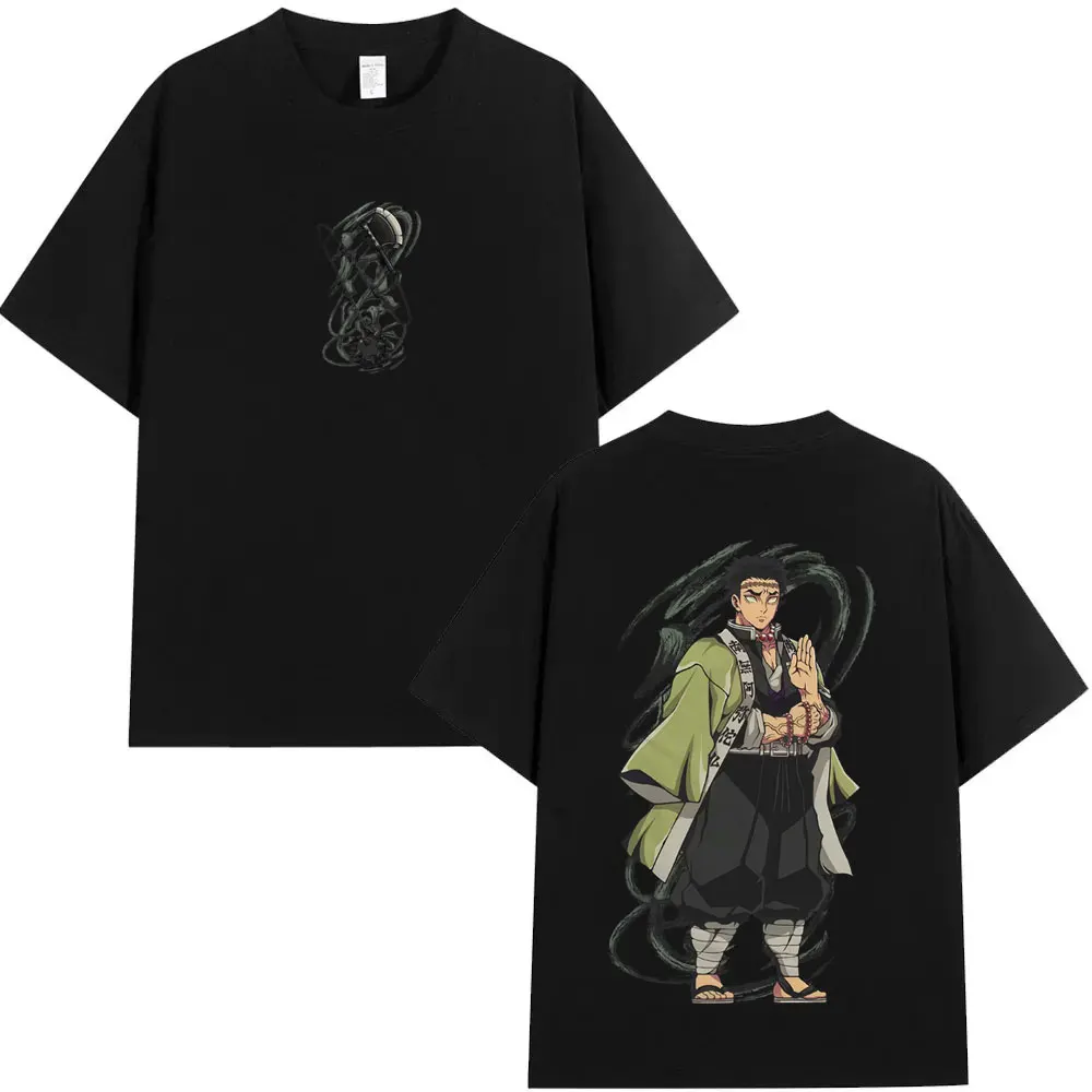 Camiseta gráfica de Anime Demon Slayer Himejima Gyomei, camisetas casuales de moda para hombres y mujeres, camisetas de manga corta de gran tamaño 100_ algodón