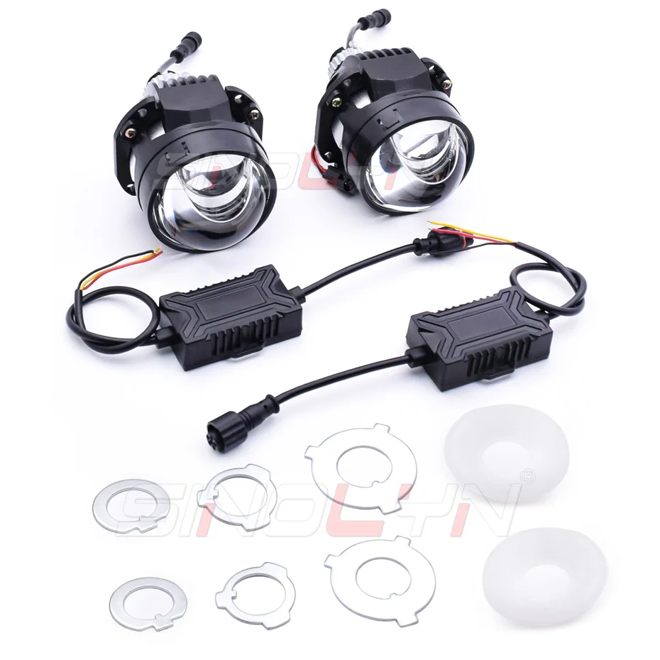 Sinolyn 2,5 pulgadas 6000K hiperboloide Bi LED proyector lentes para faros H7 H4 H1 9005 9006 Angel Eyes faro accesorios de coche lupas para faros