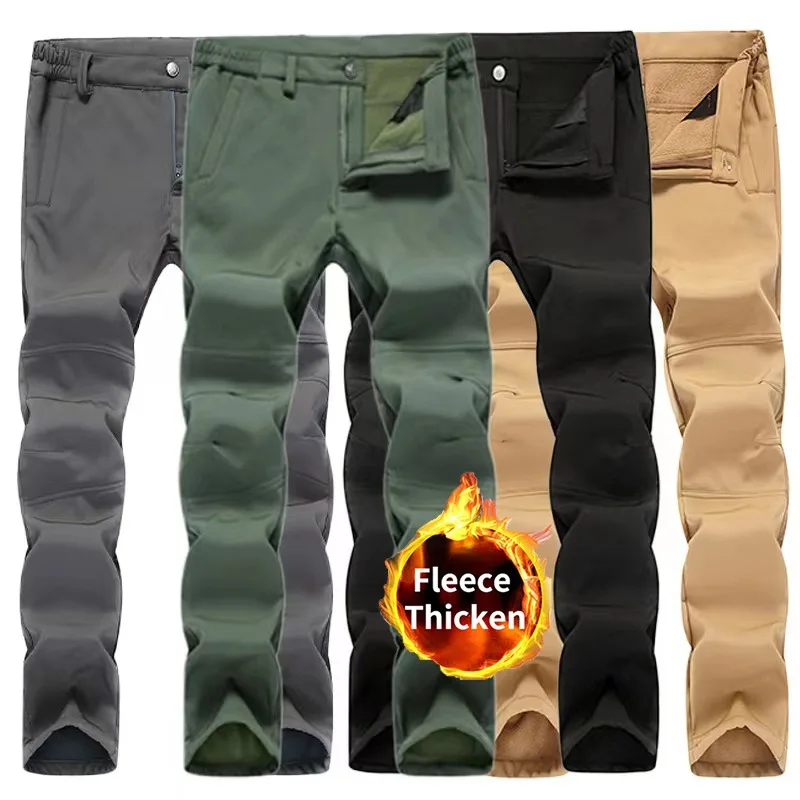 

Men's Winter Fleece Lined Snow Ski Hiking Stretch Pants Waterproof Pants Camping Ice Fishing Softshell Outdoor Windproof Pants