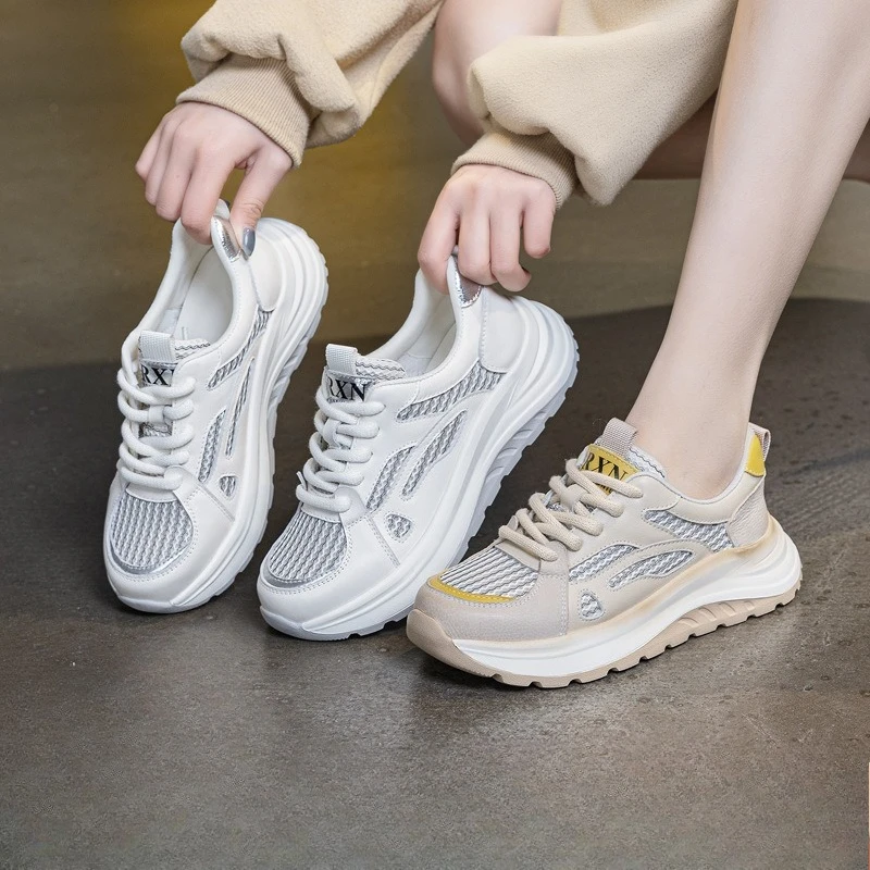 

Летняя дышащая повседневная женская обувь первого слоя из воловьей кожи, сетчатые повседневные новые сандалии на плоской подошве