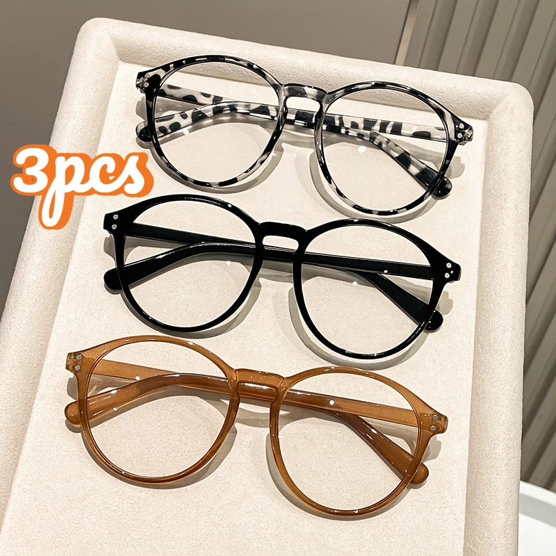 1/3pcs Unisex Round Frame Glasses, Brightening‑Effect Eyewear for Daily Wear, Parties & Photography
