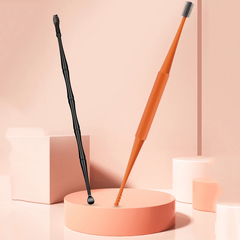 Portable Silicone Ear Care Tool Ear Wax Removal Tool 360° Spiral Swab Ear Pick Spoon Double Head Earpick Earwax Cleaner Sticks