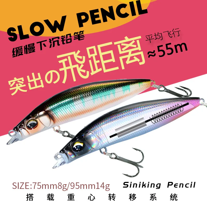 Mukun 1PCS 8g/14g Sinking Gravity Pencil Heavy Stick Fishing Lure น้ําเค็ม Minnow Wobbler Hard เหยื่อพลาสติก