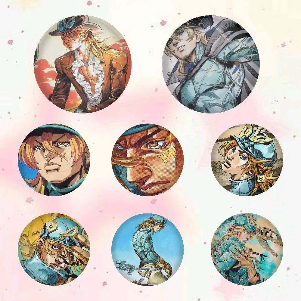 D-Diego Brando Broche de hojalata con figura icónica, hecho a mano, para decoración de mochilas y ropa
