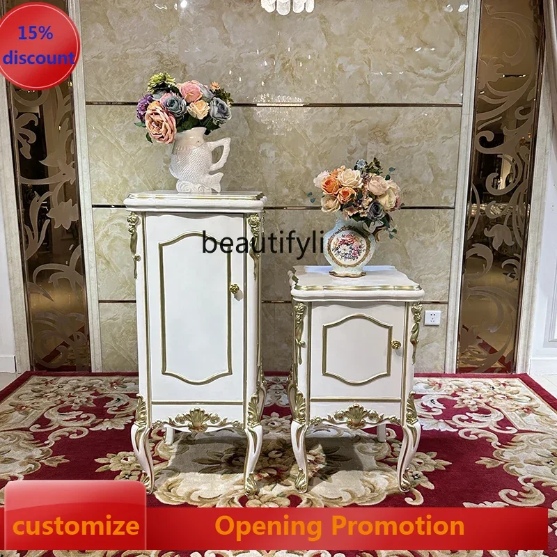 ss8350 Solid wood flower stand European luxury living room carved storage rack Floor-to-ceiling neoclassical flower pot stand