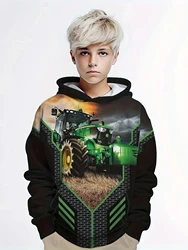 봄 후드 트럭 트랙터 3D 인쇄 streetwear 소년 소녀 패션 스웨터 대형 까마귀 어린이 풀오버 어린이 tracksuit