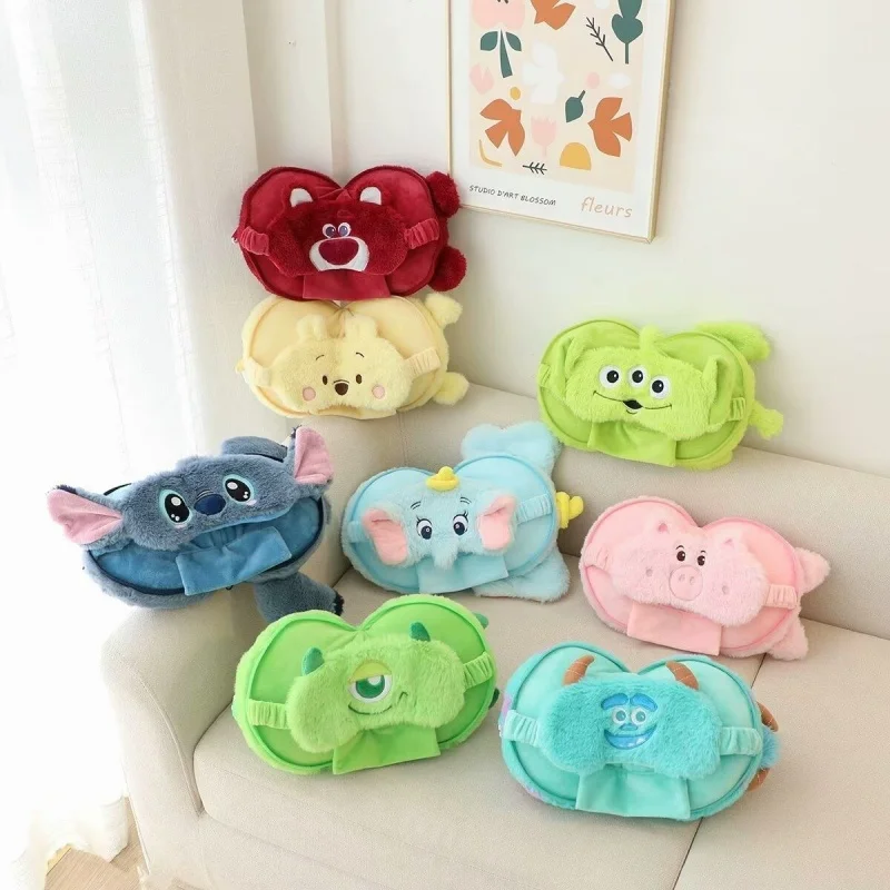 Peluche 2 en 1 de Stitch y Lotsohuggin Bear con Antifaz y Reposacabezas, Llavero, Artículos de Viaje Portátiles, Regalo para Niñas
