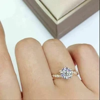 Huitan Classic 6 Claw Cubic Zirconia Rings for Women Luxury Gold Color Wedding Engagement Bands Eternity Lady Jewelry Wholesale - Image 2