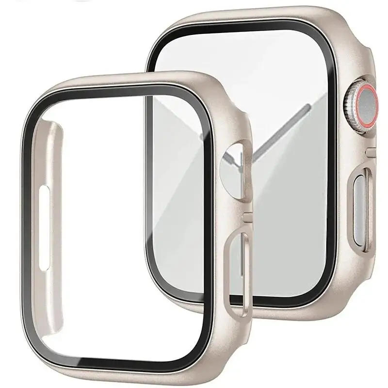 Tempered Glass Cover For Apple Watch Case Series 9  8  7 6 5 4 SE3 3 2 141mm  45mm  44mm  40mm 42mm 38mm PC Bumper Protector
