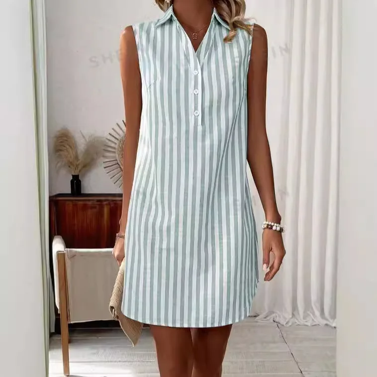 Minimalist ชุดสตรีแขนกุดคอวีปุ่มลายพิมพ์เสื้อแฟชั่นหลวมสบายๆสบายๆชุดสตรี