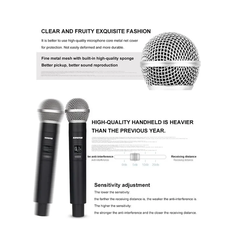 Original Shure SM58-V4 (1 Drag 4) Live Vocal Microphone Professional UHF Dynamic SHURE SM58 4-in-1 Wireless Microphone Set