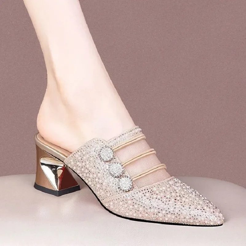 Cresfimix, zapatos de tacón alto sin cordones de alta calidad con punta estrecha negra a la moda para mujer, zapatos de tacón elegantes para fiesta diaria de verano ab565