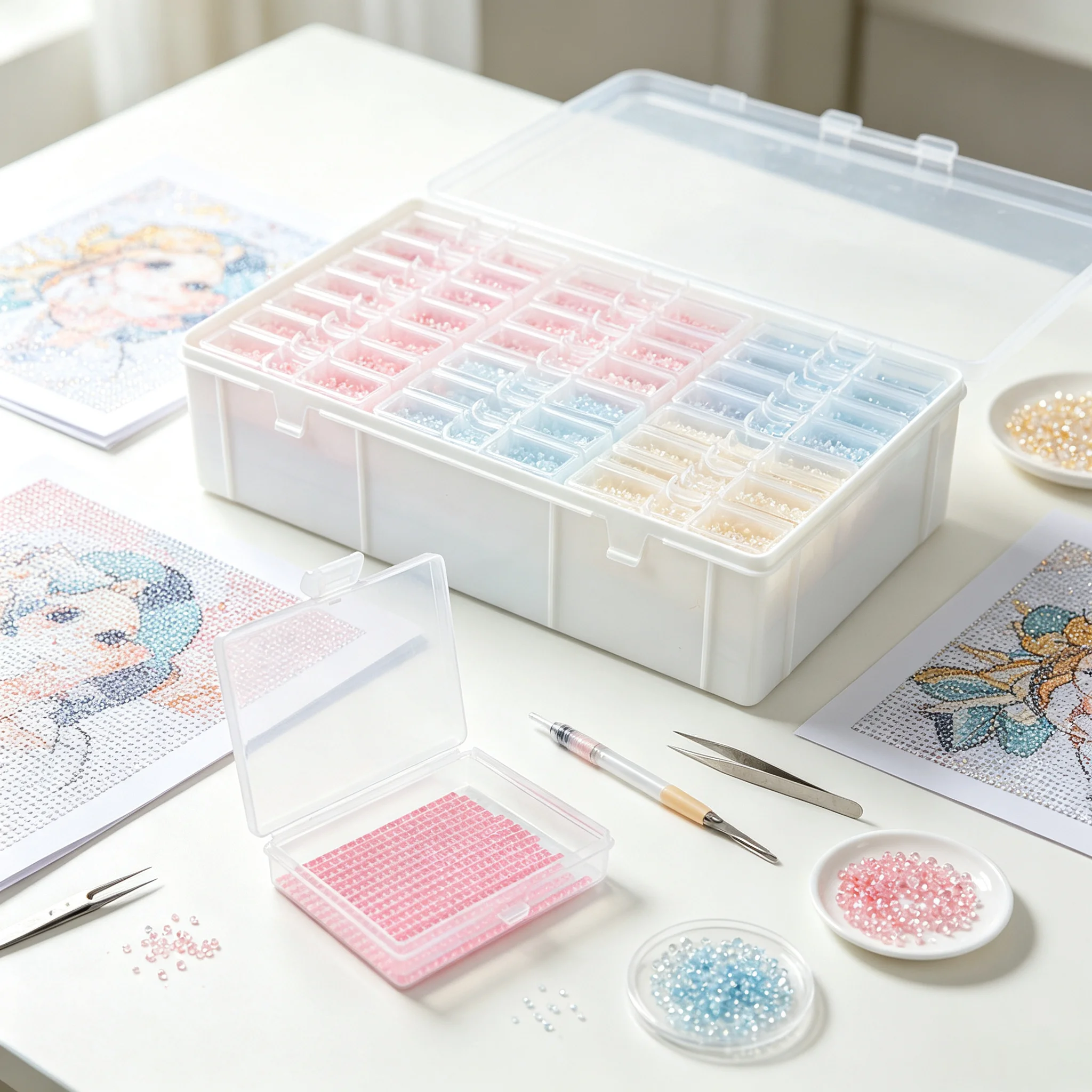 Box Art And Craft - 60-Piece Diamond Painting Art Tray Set
