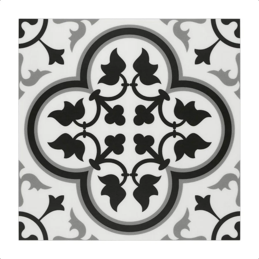 Peel and Stick SPC Vinyl SelfAdhesive Flooring 9x9In Black and White Encaustic Patterned Groutl Backsplash 16 Tiles 9.12 Sq Ft