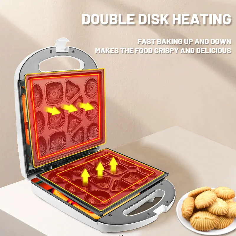 DSP Automatic Cookie Maker Machine for Home Use Cake Plate Mini Electric Cartoon Cake Machine Breakfast Waffle Cupcake Maker