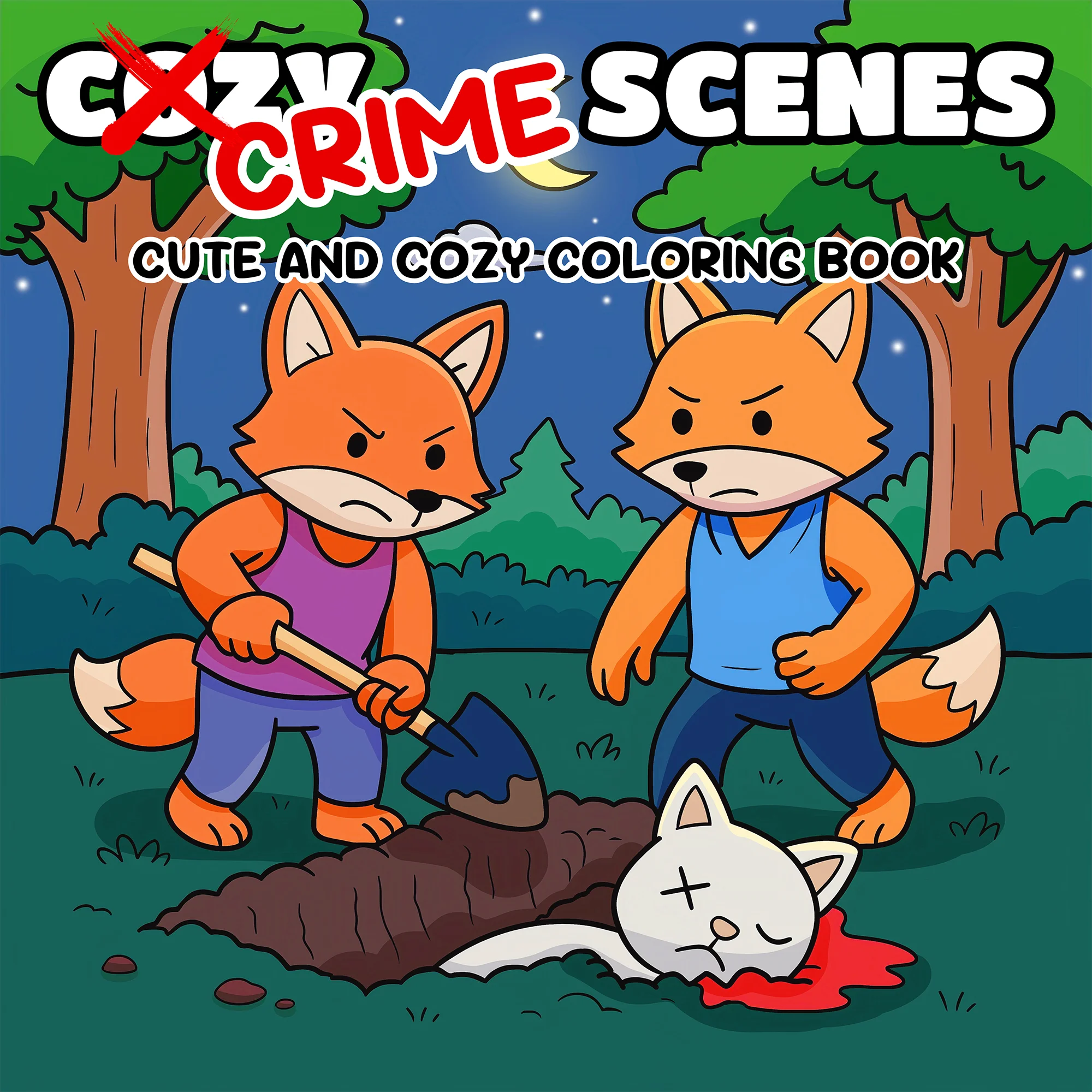 CRIME SCENES CUTE AND COZY DIY Coloring Book 24Page Drawing Adult Picture Book Adorable Creepy Creatures for Halloween Gift