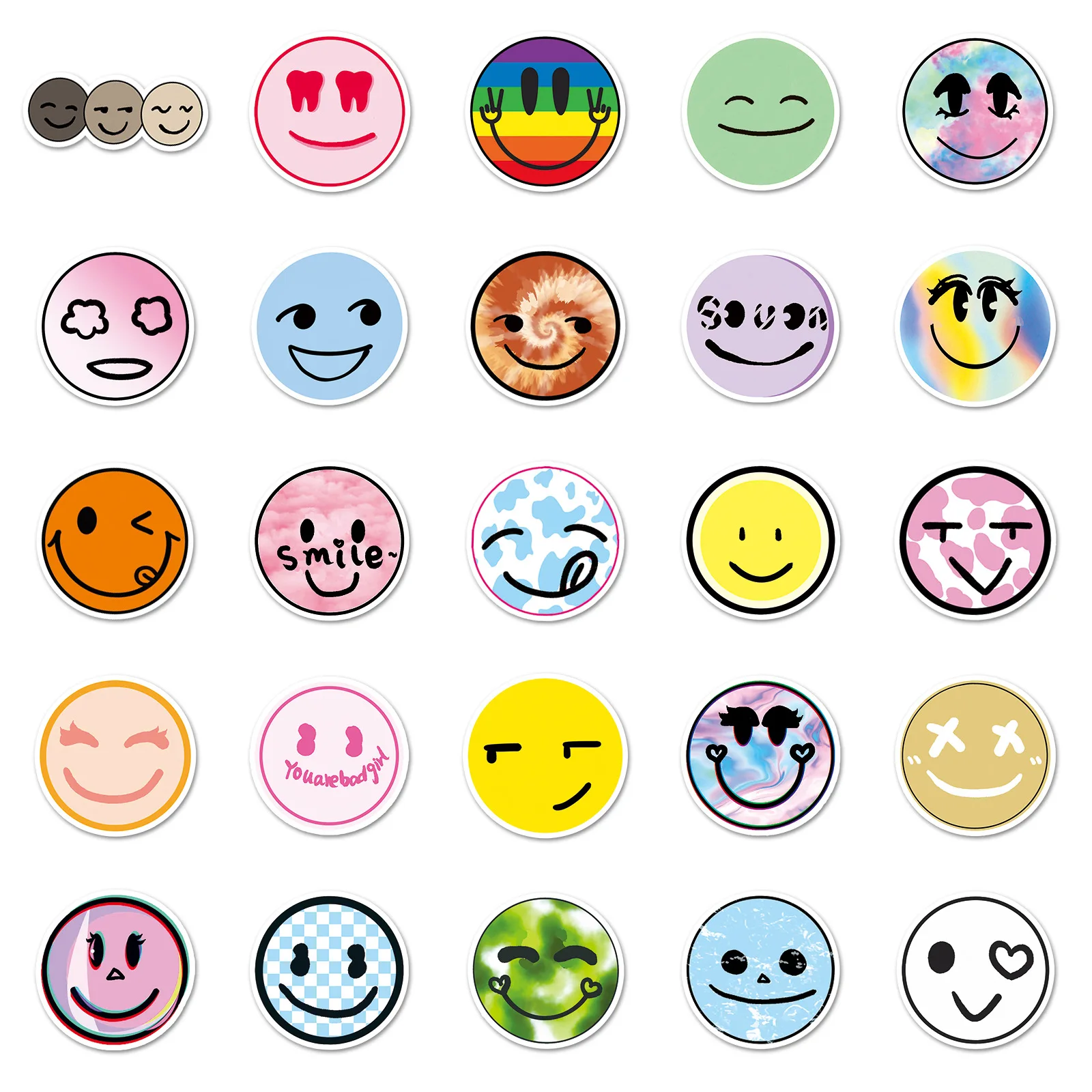 

50PCS Smiling Cartoon Doodle MEME Cute Doodle DIY Decorative iPad Suitcase Guitar Laptop Waterproof Sticker Kids Toy