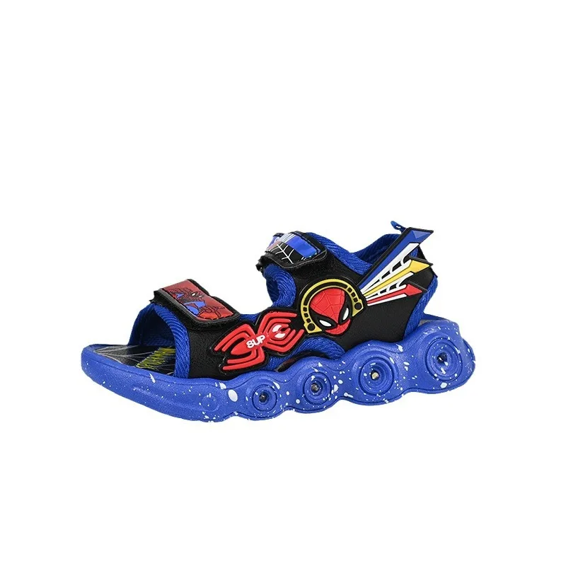 Disney Marvel Boys Girls Spider-Man Led Light Up Luminous Sports Sandals Summer Kids Sandals Non-slip Casual Toddler Shoes