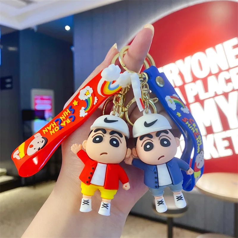 

Anime Cartoon Crayon Shinchan Keychain Plastic Material Key Holder Toy Doll Car Key Bag Pendant Accessory Birthday Kerring Gifts