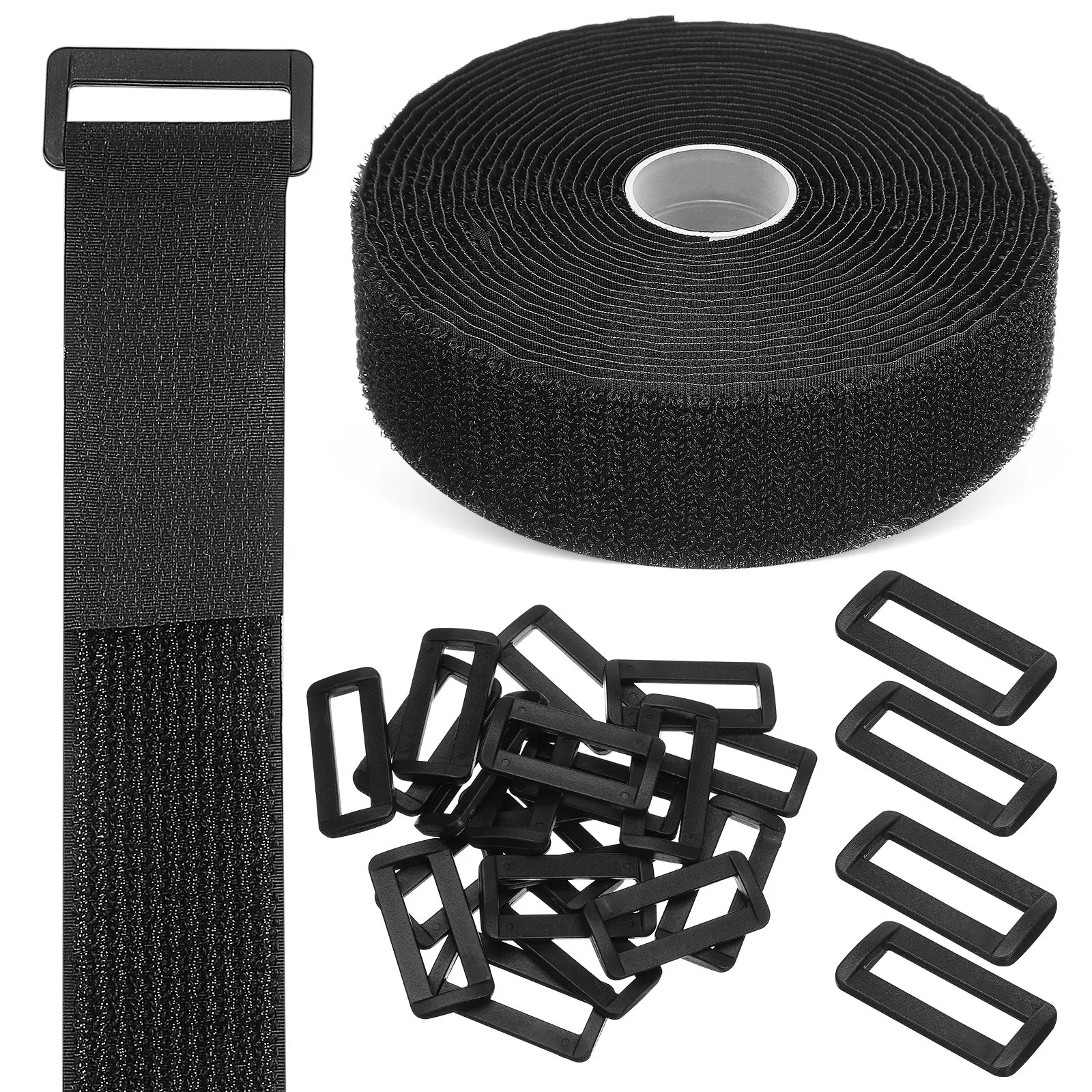 Reusable Hook and Loop Cable Straps Self Stick Cinch Straps Cut to Size Wear Resistant Cord Organizer for Office Home Garage