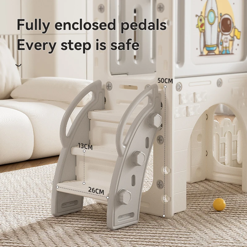 مجموعة منزلق أرجوحة للأطفال الصغار مع لوحة رسم على شكل طوق كرة السلة، مجموعات لعب متسلق للاستخدام الداخلي والخارجي للأطفال