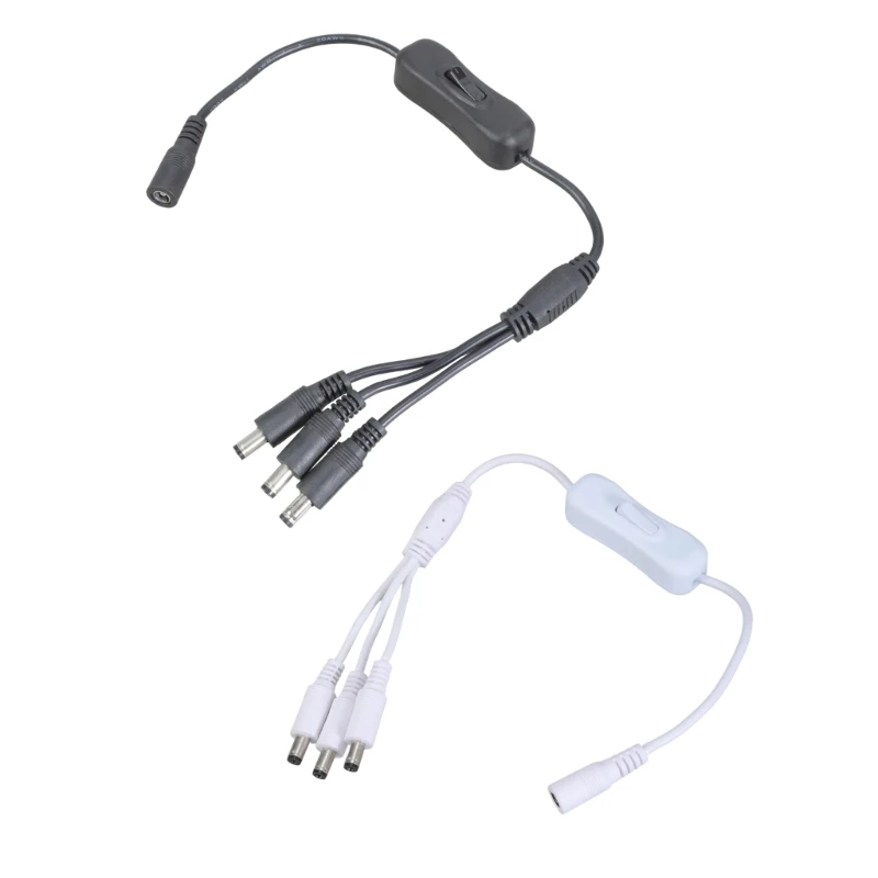 Kabel Daya Splitter DC5521 Y 5.5X2.1Mm dengan Pengalih On/Off untuk Kamera Keamanan dan Lampu LED 37CM