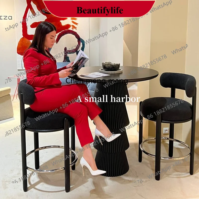 E153 Medieval black round bar table just talk table retro homestay lobby vase ornament decoration table