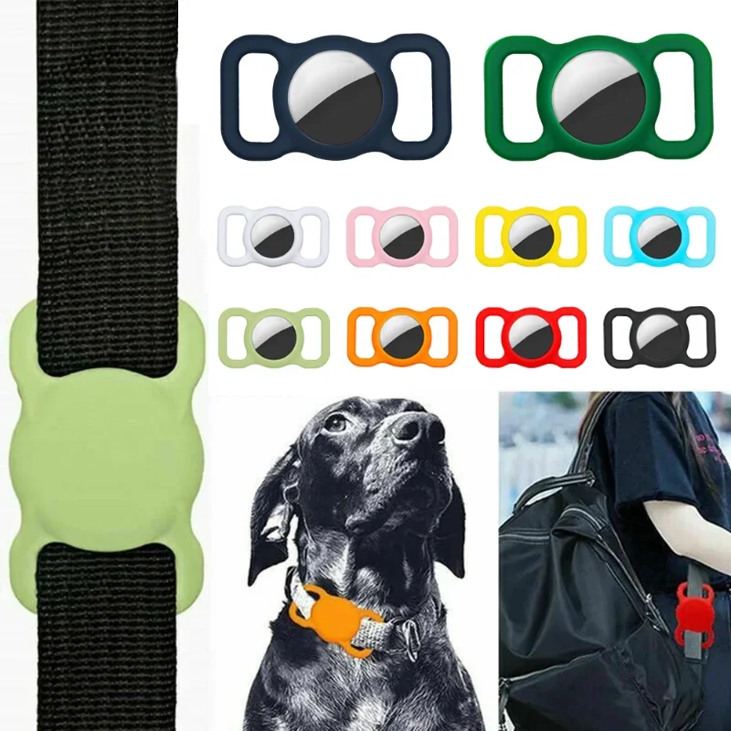 Silicone Case Compatible with Airtags Pet Collar Protective Cover for Cats Dogs Strap Band Pet Loop Holder