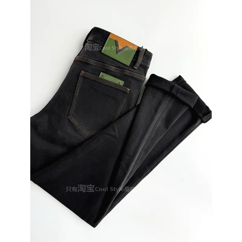 

Осень 2021, новые джинсы, мужская модная брендовая легкая роскошная мужская одежда высокого класса, облегающие эластичные джинсовые брюки с маленькими ногами