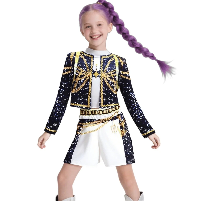 Fashion Printed Children's Sets Stage Performance Costume Role-playing Kids Festival Party Wear Cosplay Girls Clothes Ropa Niña