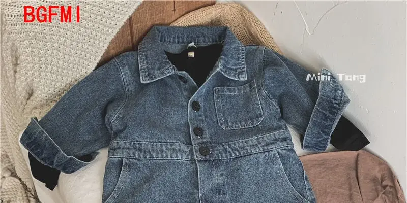 2024 Korea Denim Baby Romper Fashion Long Sleeve Jumpsuit Kids Spring Autumn Infant Boy Clothes Toddler Girls One-piece Onesie