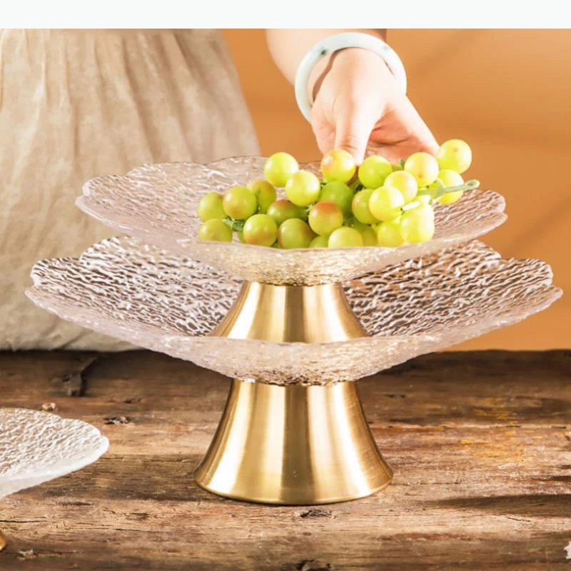 High Foot Glass Plates Fruit Plates Candy Plate Snack Trays Cake Stands Dim Sum Dish Refreshment Plate Dessert