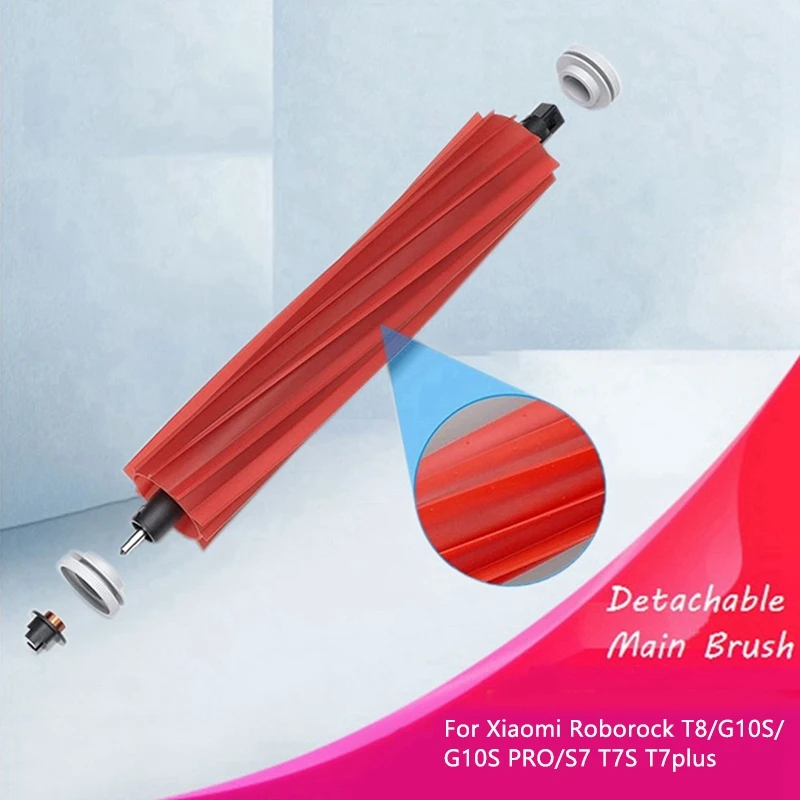 3PCS Detachable Main Brush for Roborock T8/G10S/G10S PRO/S7 T7S T7Plus Vacuum Cleaner Replacement Spare Cleaning Brush