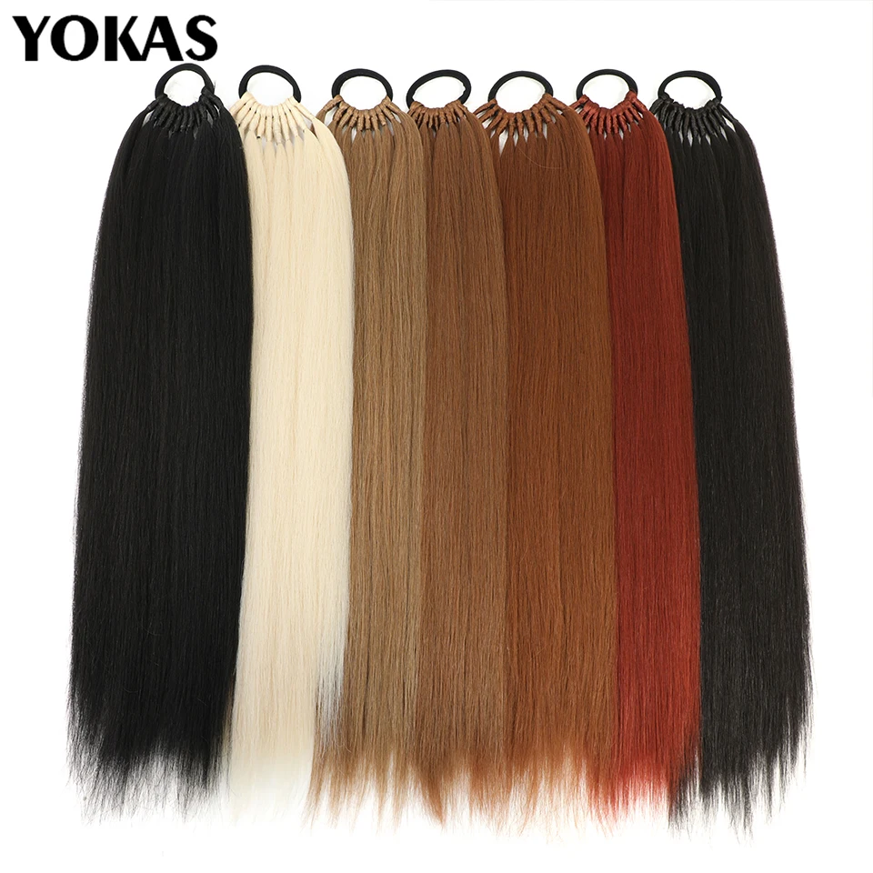 Long Straight Elastic Band Ponytail Synthetic Hair Extensions For Women 24 28 Inch Pony Tail Extensions Accessories For Female