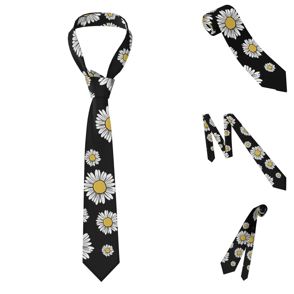 น่ารัก Daisies เนคไทสําหรับผู้ชายผ้าไหมโพลีเอสเตอร์ผูกคอบางชุดแต่งงาน Tie คลาสสิก Gravatas