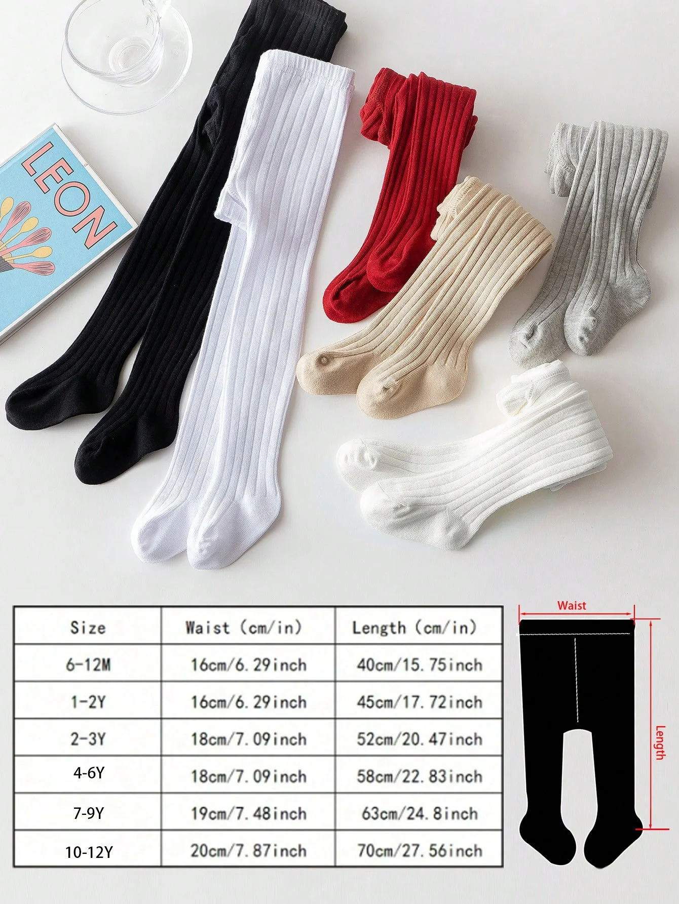 1 Pack of Simple Basic Vertical Stripesd Bottoming Pantyhose for Baby Girls, Suitable for Daily Life