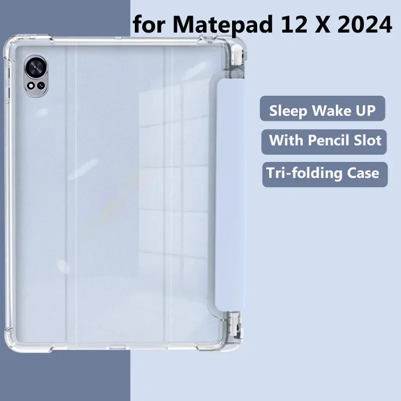 

For Huawei MatePad Air12 12X Case Auto Sleep/Wake,Magnetic Stand,Pencil Holder, Clear Back,Precise Cutouts,Shockproof Protection