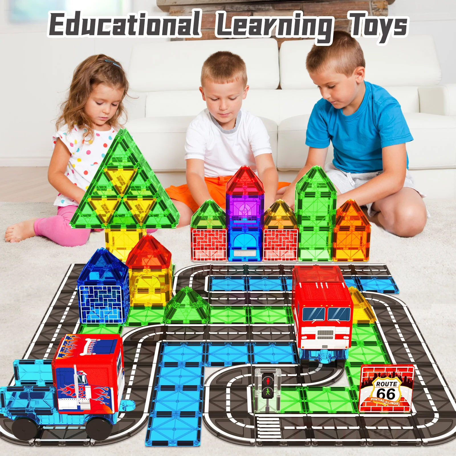 45 new road themed color tiles suitable for children aged 3-6 years old school fun training children's birthday gifts