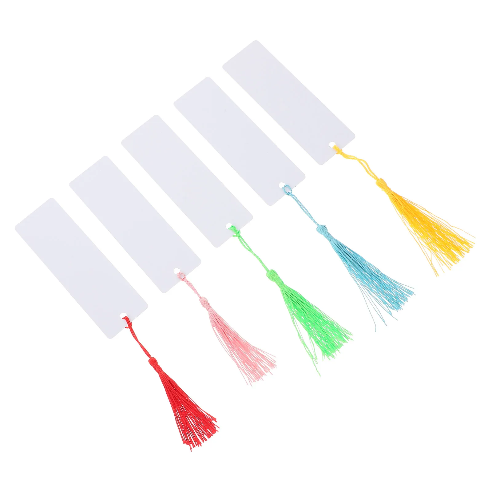 

5pcs Aluminum Sublimation Blank Bookmarks Double Sided Diy Metal Bookmarks Colorful Tassels Lightweight School Office