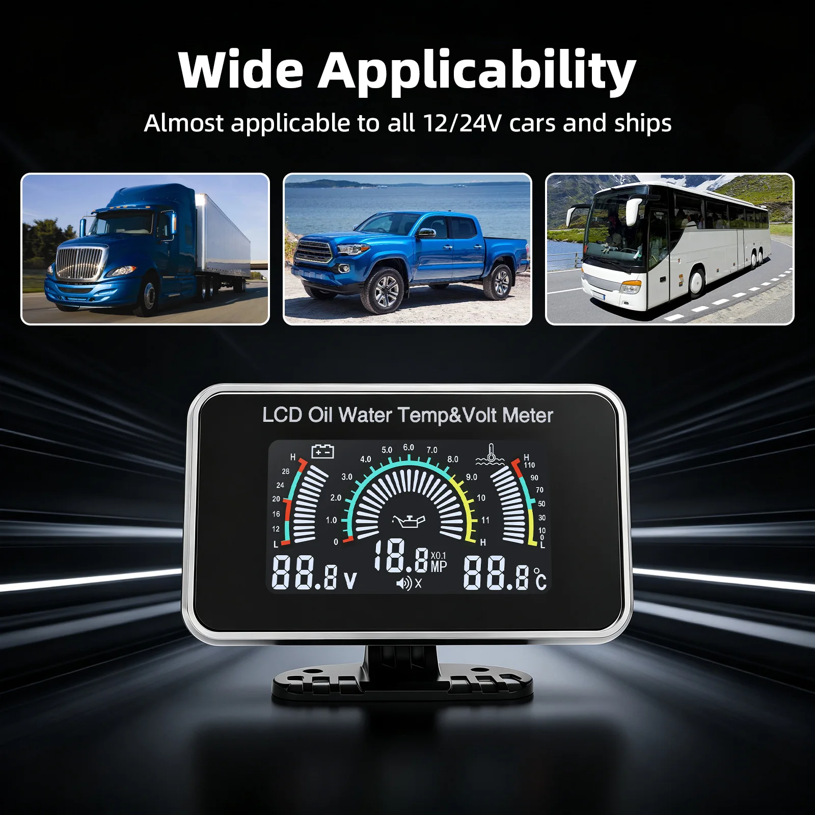 2-in-1-Auto-LCD-Anzeige, 3-in-1-Voltmeter, 4-in-1-LCD-Digital-Öldruckanzeige, Kraftstoffstand- und Temperaturanzeige, 1/8 NPT-Drucksensor – Detail 23