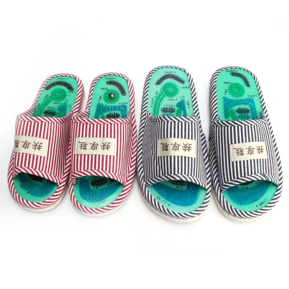 Summer Style Foot Acupoint Massage Shoes Foot Health Care Magnet Therapy Slippers Striped Pattern Indoor Shoes For Women & Men