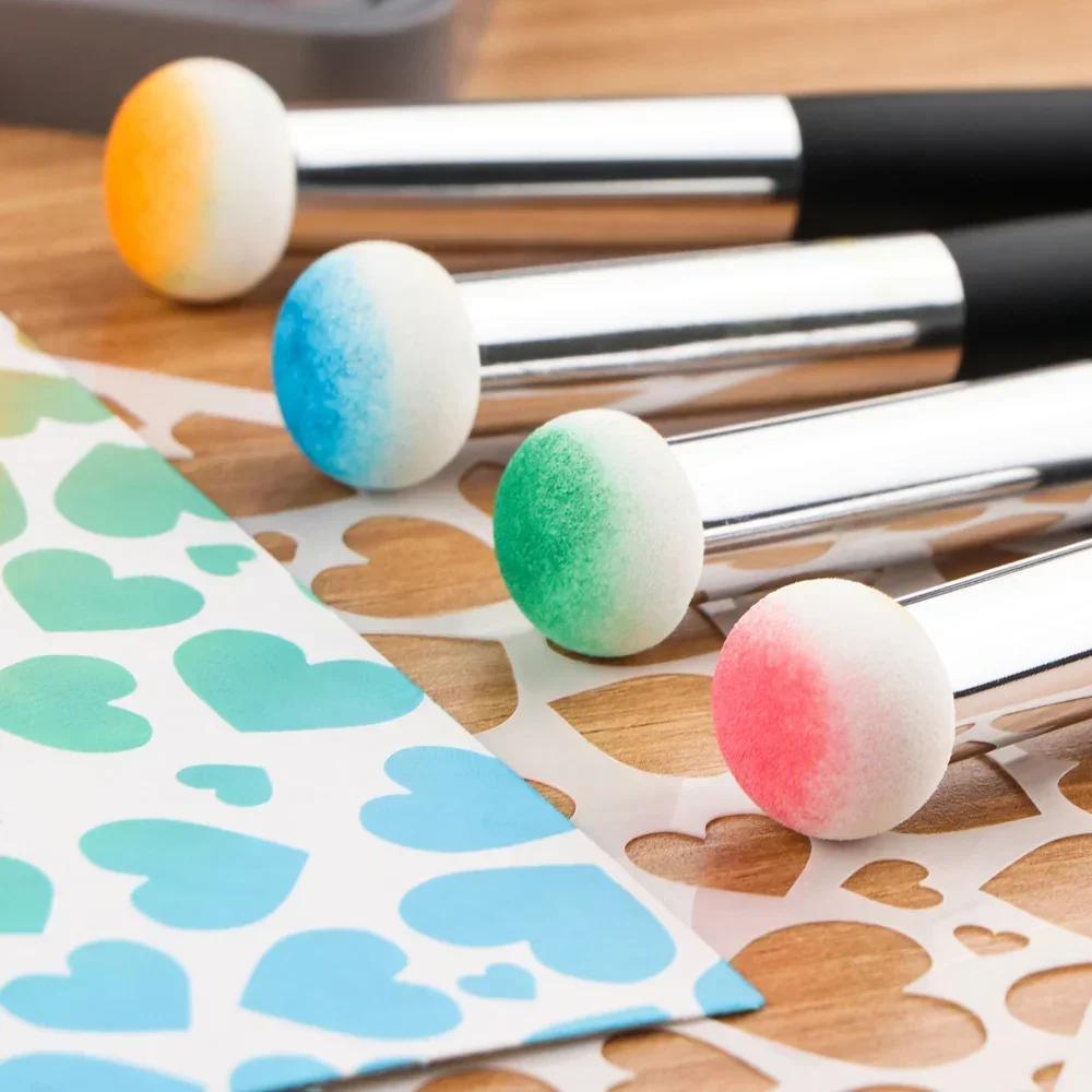 4PCS/Set Mini Paper Pouncers Soft Ink Sponge Applicators For DIY Scrapbooking Direct Inking On Intricate Crafts Projects Easily