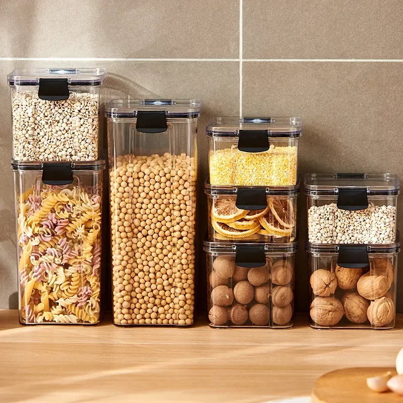 

Airtight Plastic Canister Set for Kitchen Storage Large Moisture-Proof Containers for Grains Seasonings & Pantry Organizers