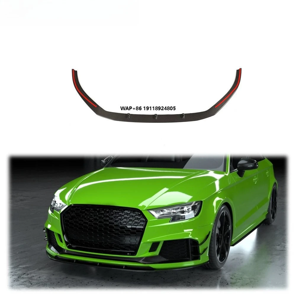 

For RS3 Sedan 2017-2019 Carbon Fiber Front Bumper Lip Chin Spoiler Splitter
