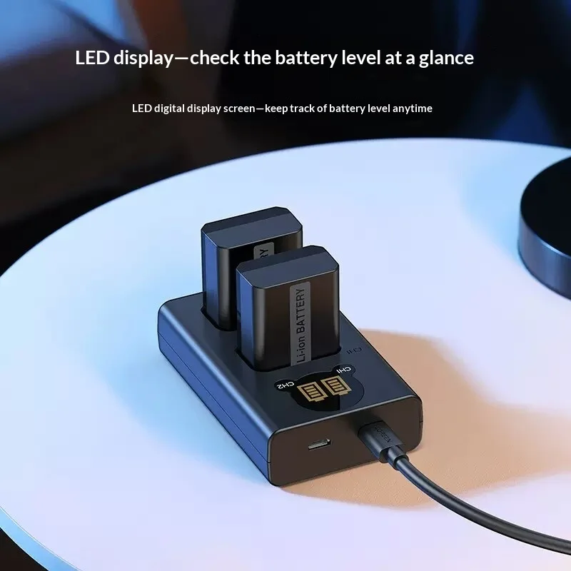 UGREEN CP613 Dual Battery Charger for NP FW50 Type C Input LED Display for Camera Streaming