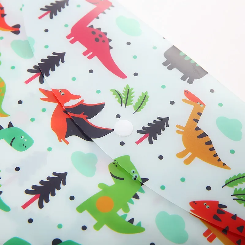 1pc A4 Cute Cartoon Animal File Holder Snap Button PVC Folder Pen Box Office Information Bag Document Organizer