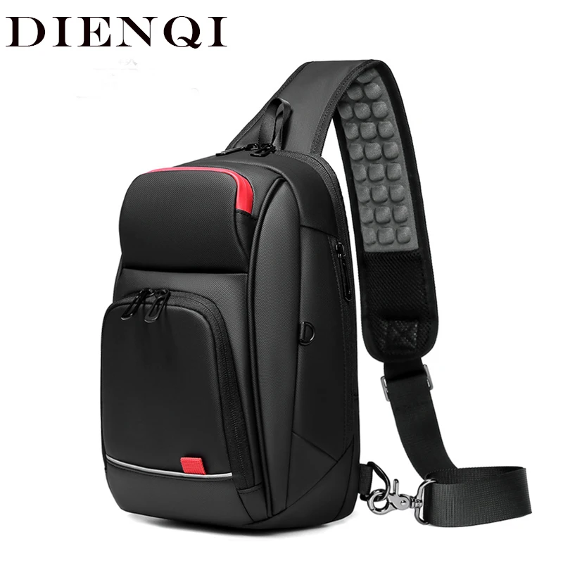 DIENQI 2022 Waterproof Crossbody Bags Anti-theft Shoulder Men's Back Pack Male USB Charging Summer Short Travel Chest Bag Pack